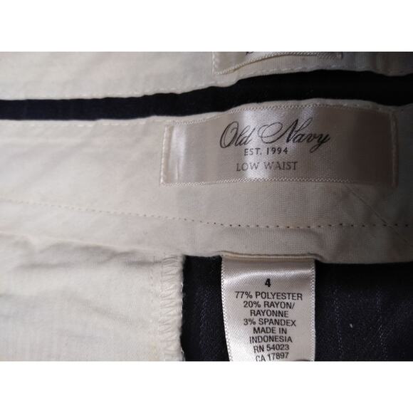 Old Navy Black Striped Low Waisted Mid-calf Dress Pants Size 4 - Picture 3 of 5